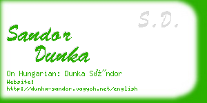 sandor dunka business card